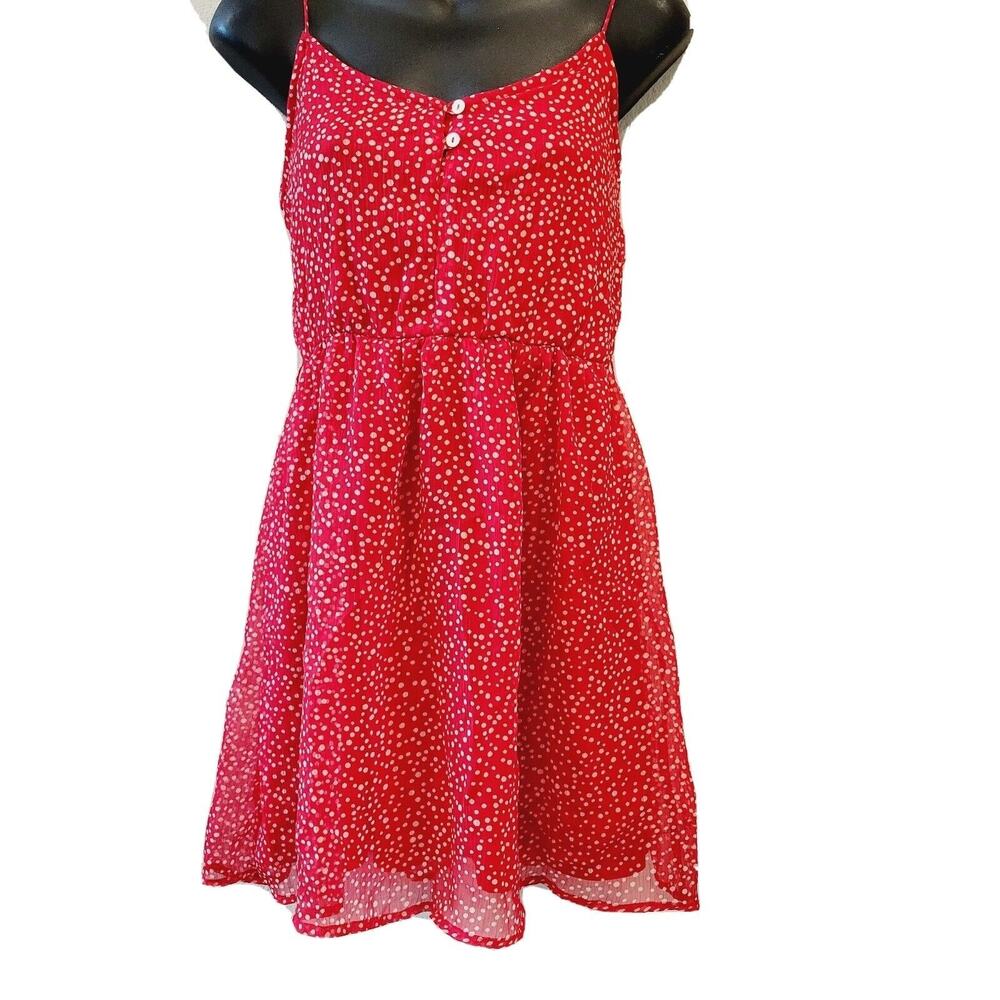 ZARA TRF COLLECTION Women Dress Size Small Red White Polka Dots Spaghetti Strap